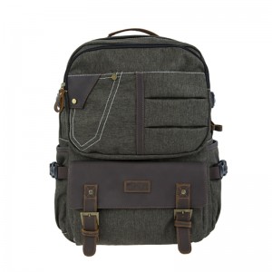 18SC-6891D армия зелено Durabel платно естествена кожа раница бизнес лаптоп чанта истински пакет за пътуване